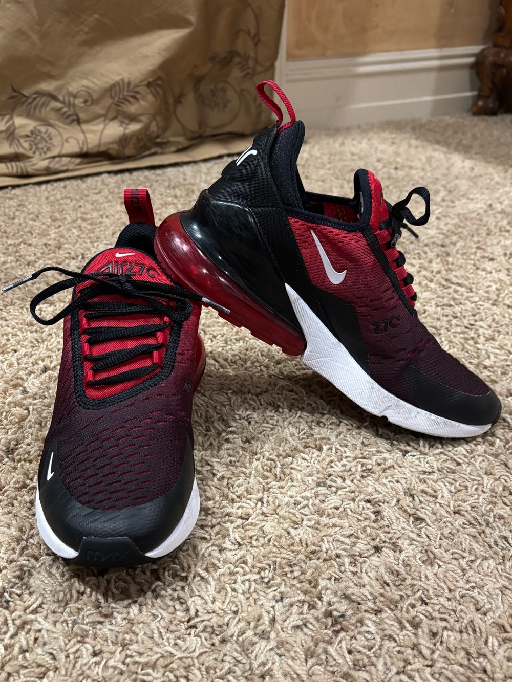Nike Big Kids Air Max 270 Sneakers in Black, Red & White